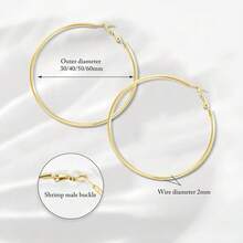 4 Pairs/Set 316 Stainless Steel Spring Clasp Hoop Earrings, 18K Gold Or Silver Plated, Low Allergy Earrings For Men And Women, Minimalist Fashion Classic Large Circle Earrings - Round Earrings - View 2