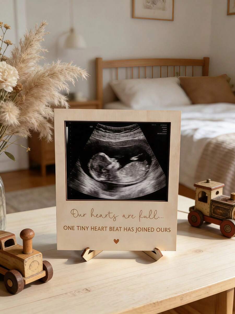 Marco de fotos de bebé de madera, marco de recuerdos de embarazo, adecuado como regalo para mamá, esposa, novia, papá, mejor amigo, bebé - Color de la madera - Ver 1