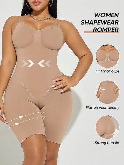 Bộ áo liền quần định hình dáng người cỡ lớn dành cho nữ: Dây đeo có thể điều chỉnh, giúp kiểm soát vùng bụng, làm thon gọn vóc dáng.