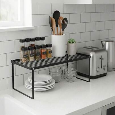 1 chiếc kệ đựng đồ bằng thép carbon để bàn - Kệ gấp gọn, bề mặt được đánh bóng, tiết kiệm không gian, phù hợp cho nhà bếp, phòng ăn, quầy bar, đựng dụng cụ nhà bếp và các vật dụng nhỏ, thiết kế tối giản, cấu trúc chắc chắn, vừa vặn với tủ bếp, kệ đựng đồ tiện dụng.