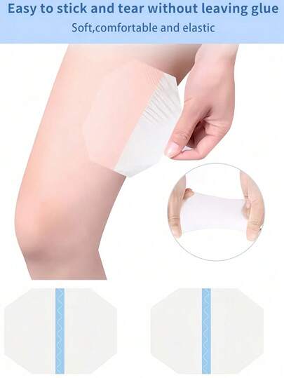 1 of 2 stuks zeshoekige en vliegtuigvormige dijbeenbeschermers, onzichtbare, waterdichte, ademende, elastische beenhoezen, eenvoudig te bevestigen. Geschikt voor gebruik in de zomer. Te gebruiken tijdens hardlopen, sporten, zwemmen en douchen. Lichtgewicht, waterdichte, onzichtbare, multifunctionele anti-slijtagepads.