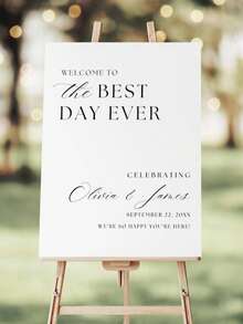 Customized Wedding Welcome Sign, Engagement Welcome Sign, Party Decoration Sign, Available In Multiple Sizes, Customized Wedding Reception Sign, Customized Bride & Groom Photo Sign, Cute, Modern, Customized, Unique, Personalized, Ideal Gift For Him, Ideal Gift For Friends, Suitable For Anniversary, Birthday, Housewarming, Graduation, Applicable To Kitchen, Dining Room, Bedroom, Office, Living Room, Home, Garden, Tea Room, Printed Graphics - Multicolor - View 2