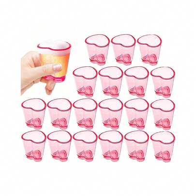 6pcs Heart-Shaped Glass Cup Set, Cute Mini Bar Accessories, Wedding Heart-Shaped Glass Decor, 1.5oz Capacity, Suitable For Limoncello, Vodka, Aperitif, Dessert, Espresso, Tequila, Ideal For Valentine's Day, Wedding, Easter, Mother's Day
