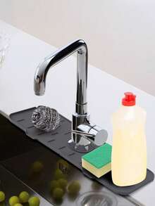 Silicone Faucet Drain Mat, Anti-Splash Kitchen Sink Splash Guard Mat, Narrow Sloped Drain Mat, Countertop Splicing Mat - Multicolor - View 12