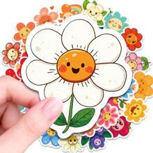 50 PIEZAS Pegatinas de flores lindas, pegatinas de vinilo estéticas y resistentes al agua para botellas de agua, portátiles, fundas de teléfono, monopatines, diarios, álbumes de recortes, papelería, pegatinas florales decorativas para manualidades DIY, envoltorios de regalo, recuerdos de fiesta, pegatinas con tema de plantas para personalizar artículos diarios, suministros de scrapbooking - 1 Set - Ver 5
