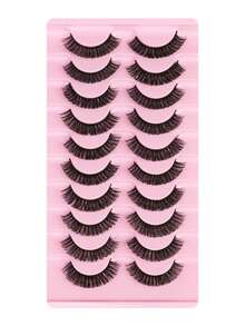 20对D型卷翘蓬松浓密可重复使用仿貂毛假睫毛 - 黑色 - 查看 4