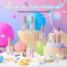 Beetles Gel Polish Whispers Of Love Jelly Gel Nail Polish Set - 6 Colors Milky White Nude Pink Neutral Sheer Translucent Soak Off UV Gel Nail Kit - 6 Colors Jelly Gels - 查看 2