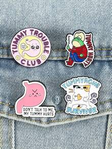 1/4 piezas Broche lindo de estómago triste, insignia de club de animales con dolor abdominal llorando, accesorio de moda, diseño unisex, regalo para uso diario - Multicolor - Ver 5