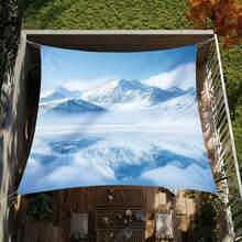 1pc Winter Snowy Mountain Landscape Pattern Waterproof Camping Tent Sunshade, Suitable For Garden, Yard, Beach, Outdoor Adventure, Picnic Mat (Excluding Frame), Comes With Reinforcement Rope - B - View 12