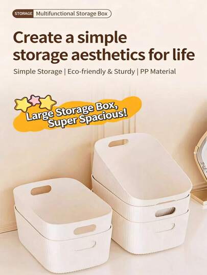 1pc Desktop Storage Basket, Rectangular Organizer Box For Cosmetics, Snacks, Toys, Suitable For Living Room, Closet, Kitchen, Kids Room, Cosmetics Storage