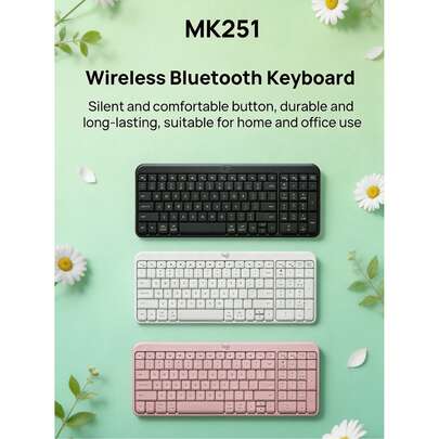 Logitech Bàn phím Bluetooth không dây, mỏng nhẹ và di động, với các phím bấm êm ái và thoải mái, bền bỉ, phù hợp cho cả gia đình và văn phòng, Bluetooth 5.0 cho kết nối và sử dụng tức thì (không cần bộ thu).