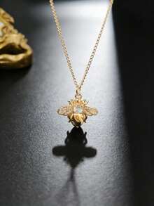 1 chiếc dây chuyền mặt hình ong tối giản bằng hợp kim đồng đính đá Zirconia, phù hợp cho nữ giới đeo hàng ngày, đi làm và dự tiệc. - Vàng - Xem 4