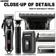 WEEME 3 Piecesmen's Trimmer Digital Display Set, USB Charging, Adjustable Blade, With Gear Steering Wheel, Available In Gold And Black, Perfect For Hair And Body Hair, Ideal Gift For Holiday Home And Daily Styling. - Multicolor - View 10