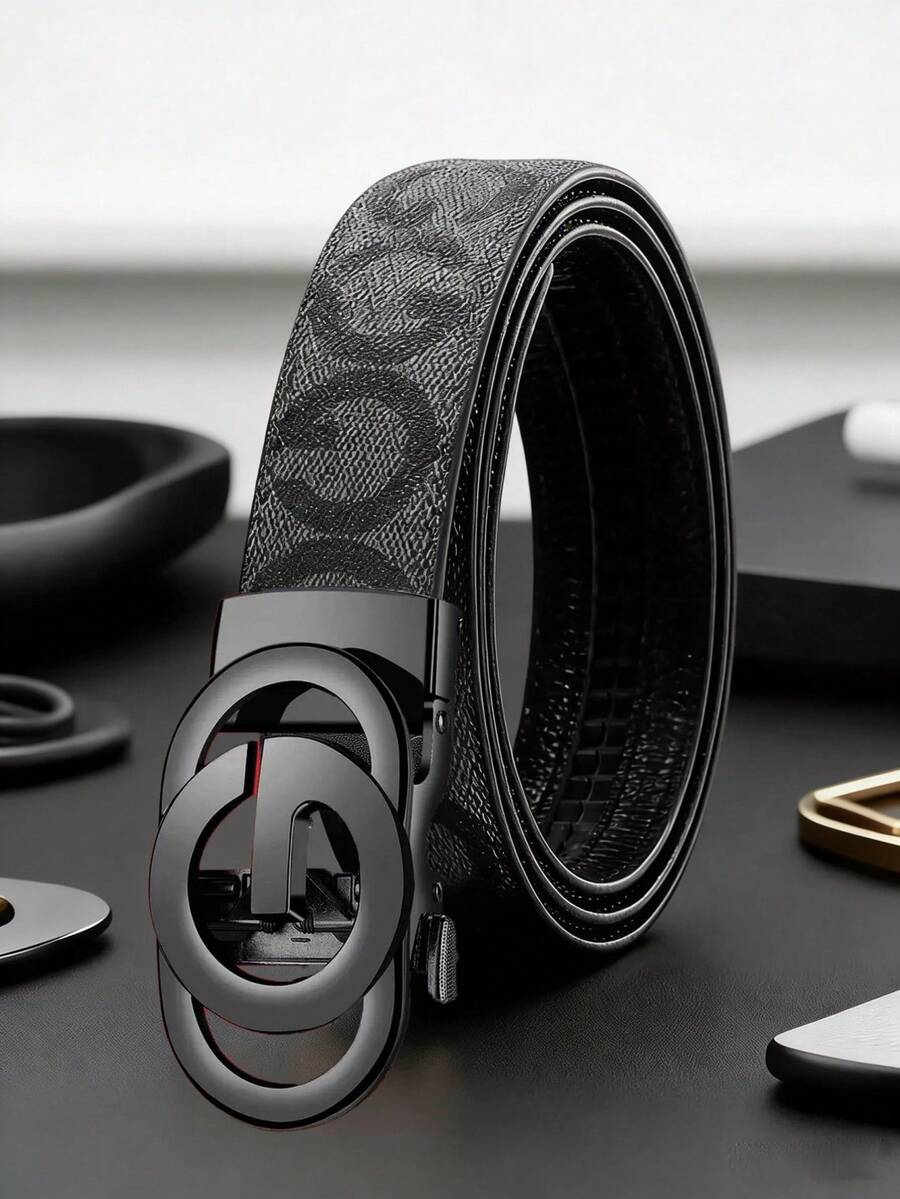 男士必备款，奢华合金自动扣商务休闲皮带 - 彩色 - 查看 1