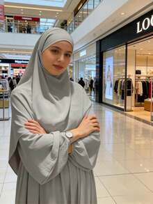 两件套：希玛尔祈祷头巾 + 宽松舒适的阿巴雅长袍，穆斯林服装，适合女性日常穿着和祈祷，四季皆宜。 - 彩色 - 查看 12