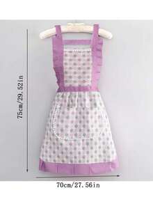 Delantal de cocina para el hogar, fresco y sencillo, resistente a las manchas y al desgaste, de lona transpirable, nuevo estilo de ropa de trabajo, delantal de cintura para cocinar en estilo coreano. Delantal estilo coreano con patrones florales, lindo, reforzado, resistente al desgaste, impermeable - A - Ver 3