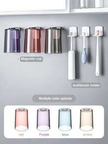 1pc Magnetic Inverted Toothbrush Cup Holder, Wall-Mounted Toothbrush Cup Storage Rack, Self-Adhesive Bathroom Toothbrush Cup Holder, Bathroom Toothbrush Cup, Toothbrush Holder, No Drilling Required, Space-Saving, Inverted Drainage Dust-Proof, Suitable For Bathroom Vanity, Used For Home, Apartment, Dormitory Bathroom Storage, Bathroom Storage Rack, Bathroom Accessories, Home Storage, Bathroom Decor - A - View 1