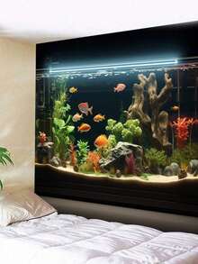 1pc Fish Tank Printed Tapestry, Modern Polyester Square Wall Hanging For Room Living Room Bedroom Decoration, Flag For Room, Room Decor,Wall Decor, Wall Art ,Home Decor ,Room Stuffs, Flags For Room, Wall Tapestry,Room Decor,Flags,Tapestry For Bedroom,Living Room Deccor,Wall Deocr,Tapestry, Wall Tapestry, Wall Hanging, Boho Tapestry, Wall Decor, Wall Art, Bohemian Tapestry, Mandala Tapestry, Floral Tapestry, Vintage Tapestry, Bedroom Tapestry, Living Room Tapestry, Aesthetic Tapestry, Rustic Tapestry, Farmhouse Tapestry, Nature Tapestry, Fabric Wall Hanging, Art Tapestry, Lightweight Tapestry, Decorative Tapestry, Ocean Core Aesthetic, Surrealist Art Backdrop, Marine Life Tapestry, Vibrant Wall Banner, Unique Apartment Accents - 1PC - View 4