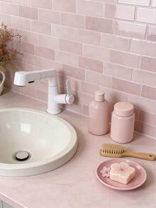 WoStick 防水砖纹3D墙板DIY瓷砖，可移除自粘墙贴，适用于厨房防溅板、浴室、节日装饰、壁纸、墙贴、房间装饰、墙面装饰、即撕即贴浴室装饰 - 薔薇粉 - 查看 9
