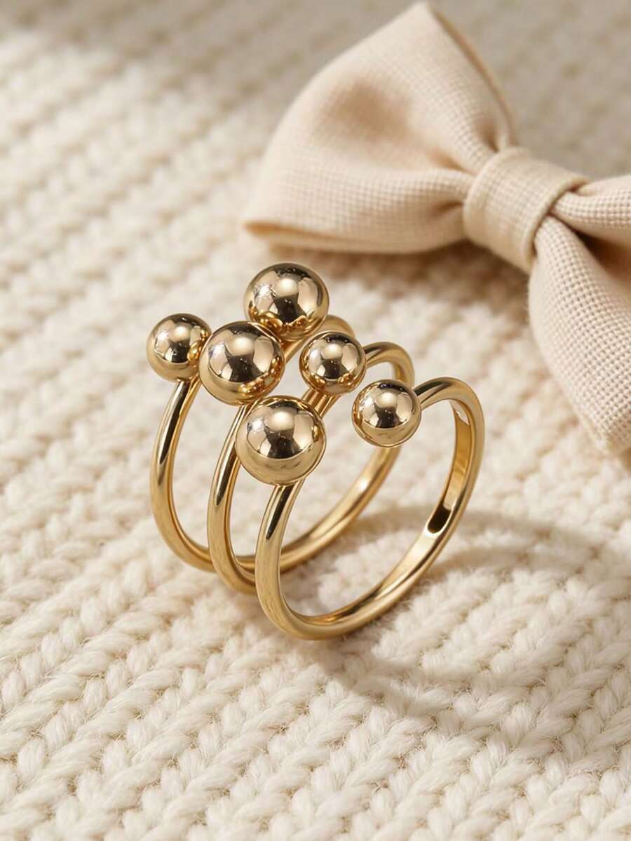 1 pieza Anillo ancho de metal redondo con estilo punk minimalista, adecuado para mujeres en vacaciones, cumpleaños, citas, fiestas, vacaciones, viajes diarios - Estilo de judía redonda - Ver 1