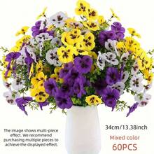 8pcs Artificial Phalaenopsis Orchid, Colorful Tricolor Pansy Made Of Synthetic Velvet, Realistic Floral Decor, UV-Resistant, Suitable For Indoor And Outdoor Decoration, Home, Planter, Entryway, Porch, Yard, Garden - Multicolor - View 2