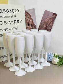 White Wine Glass, Machine-Blown, Reusable Plastic, Shatter-Resistant, Multipurpose For Cold Drinks, Suitable For Weddings, Bridal Parties And Other Occasions - Multicolor - View 5