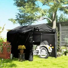 Waterproof Garage Shed With Door, UV Resistant, 220 X 157 X 165 Cm, Black - A - View 4