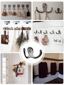 12个装重型壁挂式不锈钢衣钩，适用于外套、背包、浴袍、帽子、毛巾等，可用于厨房浴室收纳整理，配有24颗安装螺丝，耐用金属衣架，适用于家庭、办公室、卧室、玄关等场所。 - 查看 5