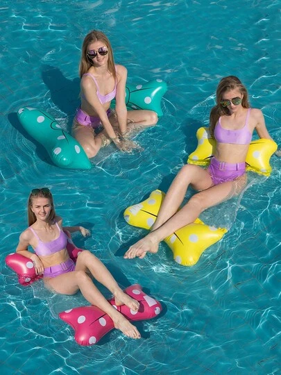 Phao bơi hình nơ bơm hơi - Thảm thư giãn dưới nước mùa hè cho bãi biển và hồ bơi, Phao bơi bơm hơi hình nơ chấm bi dễ thương - Võng nước di động dành cho người lớn, vật dụng cần thiết cho mùa hè! Ghế nằm thư giãn bơm hơi hình lưới nơ cho hồ bơi - Sử dụng được cả ở bãi biển và hồ bơi.