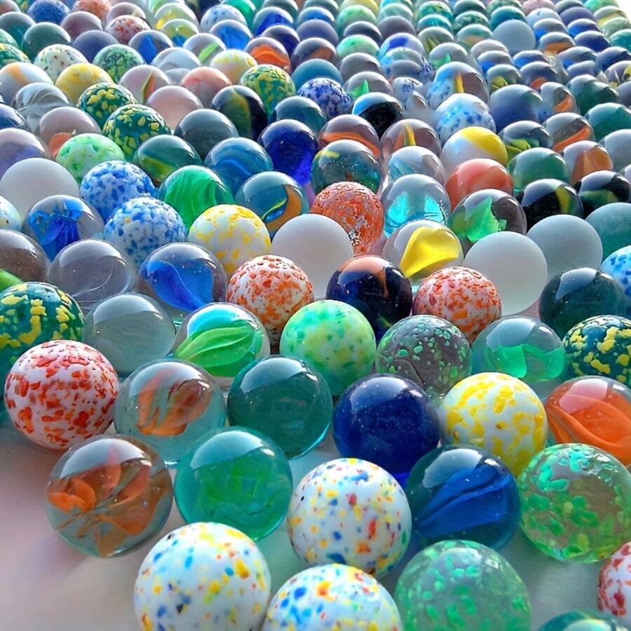 16MM Multi-Piece Random Mixed Color And Colorful Glass Beads - Featuring Bright And Soft Hues, With Designs Of Spots, Swirls, And Sparkles, Suitable For Aquarium Decoration, DIY Crafts, Jewelry Making, And Tabletop Displays - Smooth Spherical Handmade Beads, Shiny Glass Beads, Perfect For Home Vase Decoration - 69 màu hỗn hợp - Xem 1