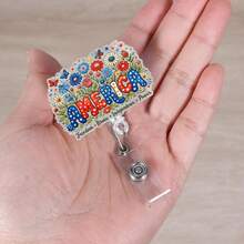 1pc Acrylic Retractable ID Card Holder, Classic 250th Independence Day Commemorative Gift - Multicolor - View 1