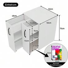 Small Bookcase With Wheels 52 X 50 X 75 Cm – With Shelves And Drawers, Reversible Left/Right Configuration, Fully Removable Single Element, With Anti-Fall Protection, Bedside Table - White - View 4