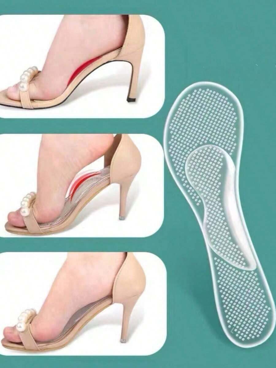 1 Pair/2 Pairs Transparent High Heel Shoes Insoles With Arch Support, Soft Silicone Cushion, Anti-Slip, Comfortable And Durable High Heels And Sandals - Clear - View 1
