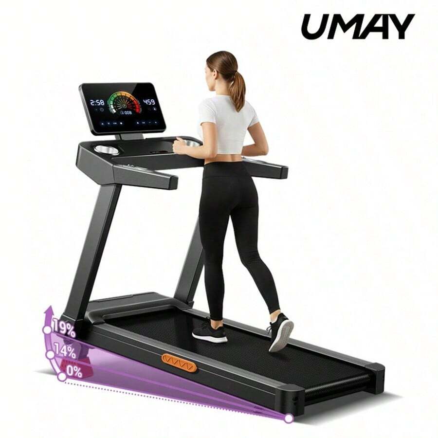 UMAY Treadmill With 19% Maunal Incline Treadmill, 400LBS Capacity,  Foldable Home Treadmill With Quiet 3.5 HP Motor - View 1