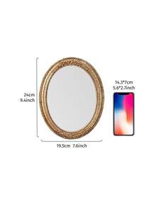 1pc Vintage Lace Pattern Oval Decorative Wall Mirror, European Style Home Decor Art Piece, Creative Vanity Mirror, Suitable For Wall Decor, Dressing Table Mirror And Photography Props - Multicolor - View 6