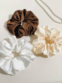 4件套女士纯色缎面简约发圈套装 - 彩色 - 查看 4