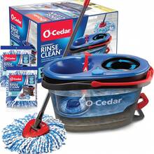 O-Cedar RinseClean Spin Mop & Bucket With Clean Water Removes 99% Of Bacteria  For All Hard Floors Microfiber Heads Machine Washable - RinseClean旋轉拖把 + 2個替換拖把頭 - 查看 4
