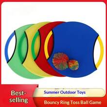 [Sensory Integration Training Tool] Bouncy Ring Toss Ball Set, Tray Paddle Lycra Toy (Outdoor Sports/Hand-Eye Coordination/Summer Camp Interactive) - Multicolor - View 1