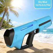 Automatic Refill Electric Water Gun, Pulse Jet Water Gun With LED Light Show, 40-Foot Long-Range Rapid-Fire Water Gun, USB Rechargeable High-Capacity Water Gun, Suitable For Children And Adults, Adult Water Gun Suitable For Pools, Beaches, And Backyards. - Blue - View 10