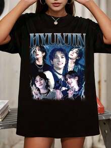 Hyunjin StraysKids 90s Vintage T-Shirt, Retro Music Unisex Shirt - Black - View 6