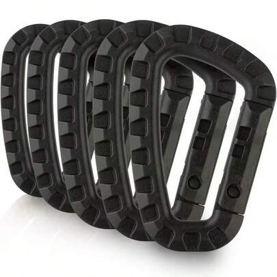 5pcs Tactical Plastic Outdoor Buckle Molle Clip ITW Keychain D-Shape Hard Spring Snap Gear Hook Outdoor Camping Hiking EDC Tools