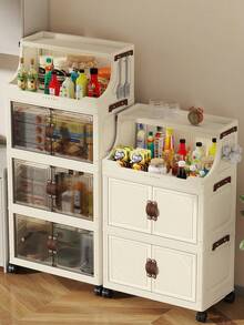 Mobile Kitchen Storage Island With Casters, Storage Drawers, Storage Shelves, Folding Storage, Pantry, Kitchen Condiment Cabinet, Snack Storage Shelf, Cooking Utensil Locker, Restaurant Food Storage Drawer Cabinet, Multi-Functional Kitchen Storage Furniture - Nhiều màu - Xem 1