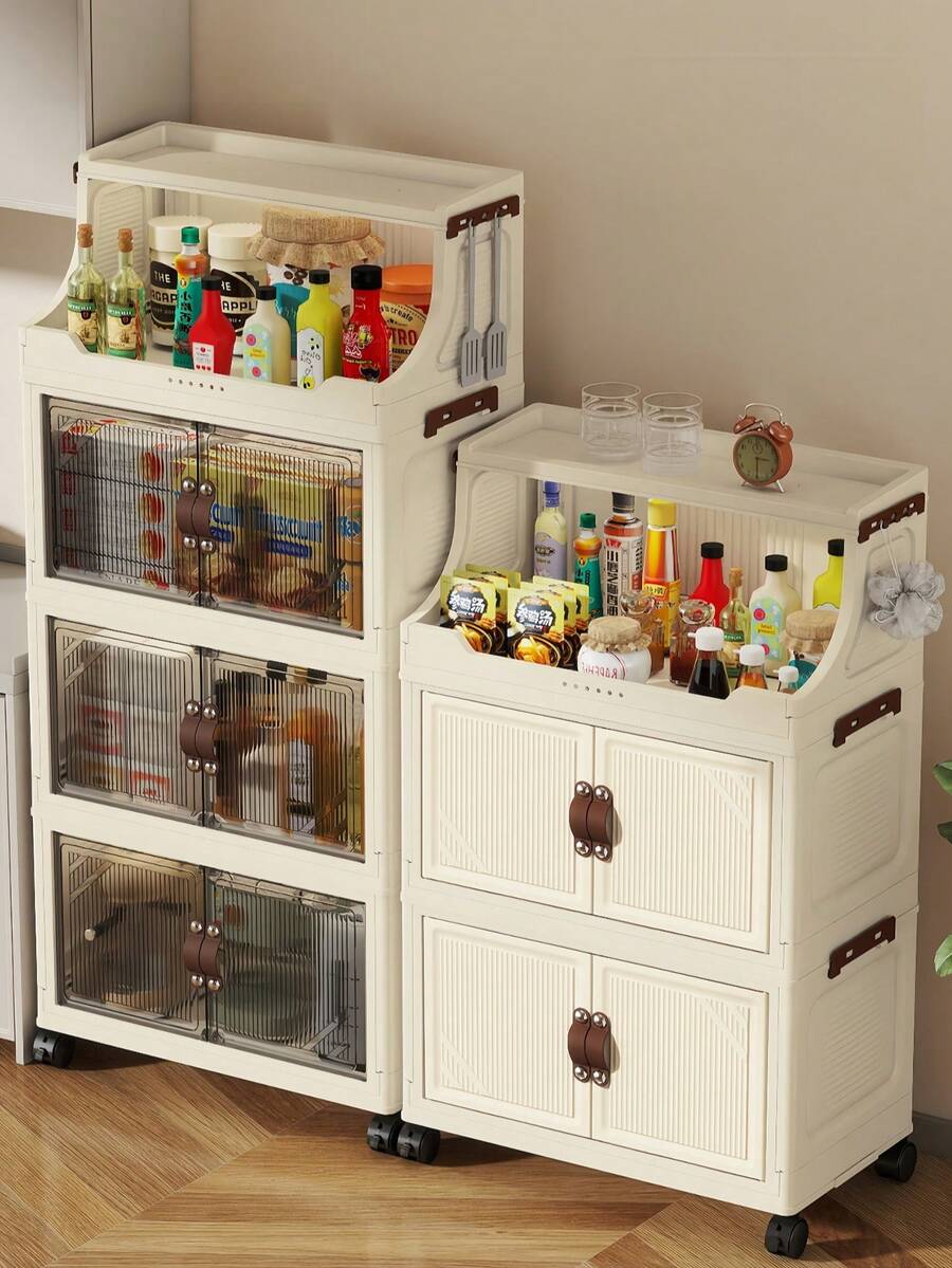 Mobile Kitchen Storage Island With Casters, Storage Drawers, Storage Shelves, Folding Storage, Pantry, Kitchen Condiment Cabinet, Snack Storage Shelf, Cooking Utensil Locker, Restaurant Food Storage Drawer Cabinet, Multi-Functional Kitchen Storage Furniture - Nhiều màu - Xem 1