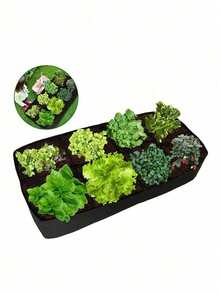 高架花园种植床、蔬菜种植袋、可重复使用方形大容量种植袋、土豆种植容器、4格或8格种植袋 - 黑色 - 查看 9