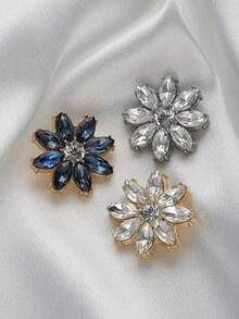 6 Stücke elegante Kristallglas Metallknöpfe mit goldfarbener Fassung - Tiefes Himmelblau, Marineblau & klare facettierte Steine für Samt Mäntel, Anzüge, Kleider, DIY Basteleien, Geschenkboxen & Modezubehör, Kleidungsverzierungen | Blumen Design Knöpfe | Aufwendige Handwerkskunst, Knöpfe für Kleidung - Mehrfarbig - Übersicht 3