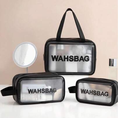 大容量时尚便携防水PU透明化妆包/洗漱包批发