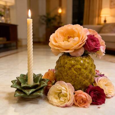 菠萝造型陶瓷储物罐，带盖，二合一多功能烛台/花瓶，可爱收纳盒，适用于厨房、客厅、卧室，春夏家居装饰，送给她的礼物