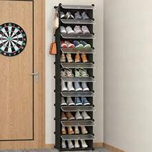 HOMIDEC - Organizador de zapatos de 10 niveles para clóset 20 pares de zapatos estrechos para entrada recámara y pasillo - negro mate - Ver 1