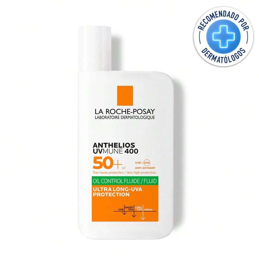 La Roche Posay Anthelios UVMune 400 Oil Control Fluido FPS50+ 50ml Protector Solar Piel Mixta Grasa Antibrillo Control Sebo Acabado Seco 12h Mexoryl 400 Airlicium Netlock - transparente - Ver 1