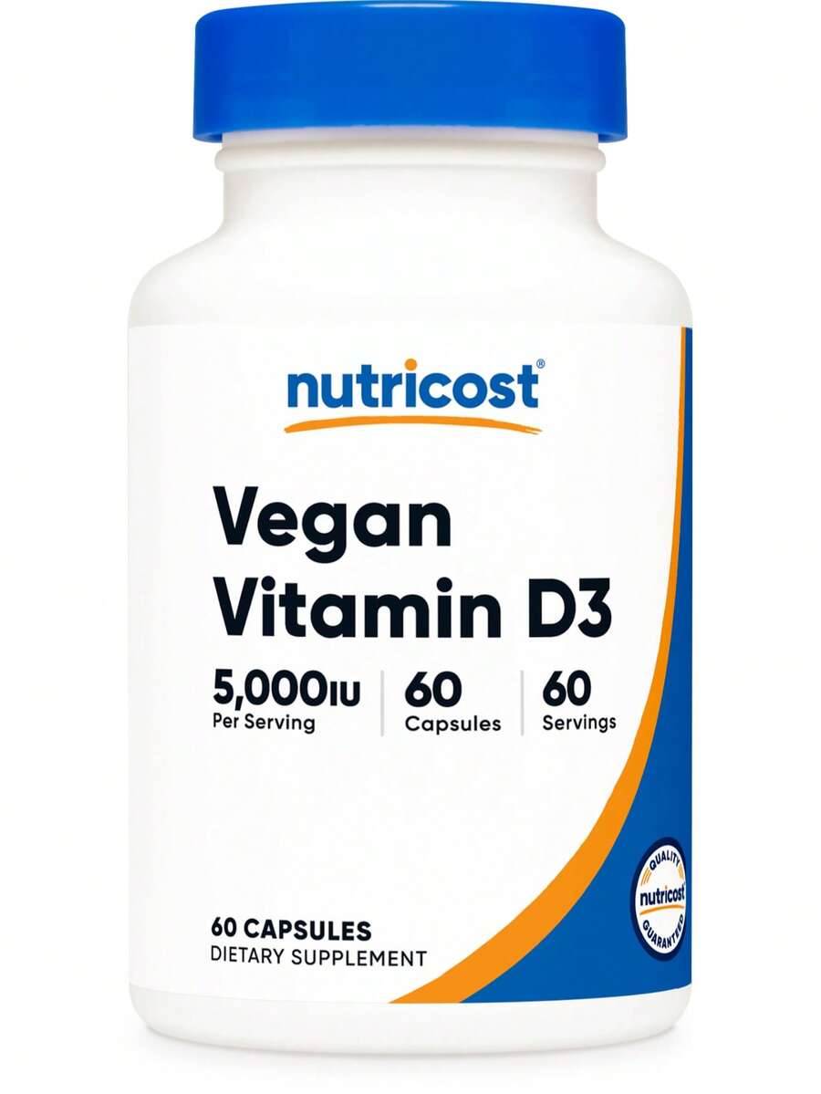 Nutricost Vegan Vitamin D3 (5,000 IU) 60 Capsules - Vegan Vitamin D Supplement, GMO-Free, Gluten-Free - 60抽 - 查看 1